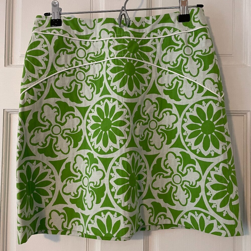 Lilly Pulitzer Green & White Print Skirt Size 0